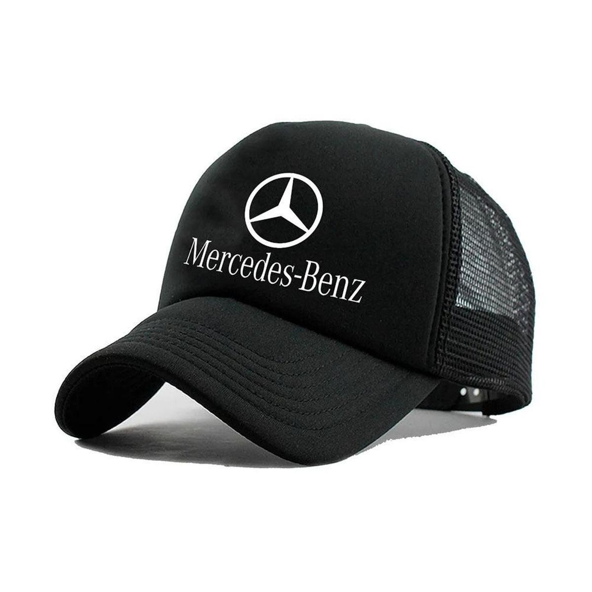 Boné Mercedes Benz Trucker Aba Curva Snapback - Preto Menor preço em Boné Mercedes Benz Trucker Aba Curva Snapback - Preto