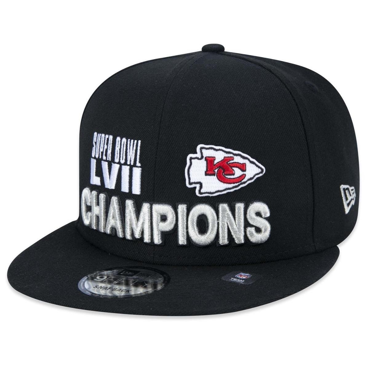Boné New Era 9fifty Kansas City Chiefs Campeao Super Bowl Lvii Aba Reta Snapback Preto - Preto Menor preço em Boné New Era 9fifty Kansas City Chiefs Campeao Super Bowl Lvii Aba Reta Snapback Preto - Preto