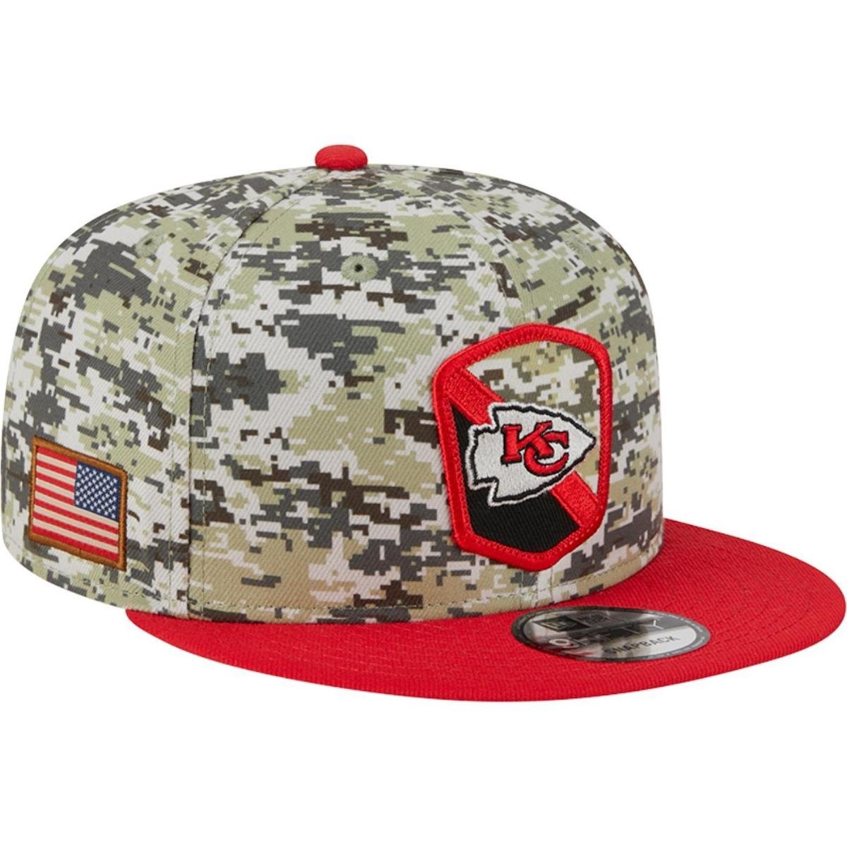 Boné New Era 9Fifty Salute To Service Kansas City Chiefs Camuflado - Verde Menor preço em Boné New Era 9Fifty Salute To Service Kansas City Chiefs Camuflado - Verde