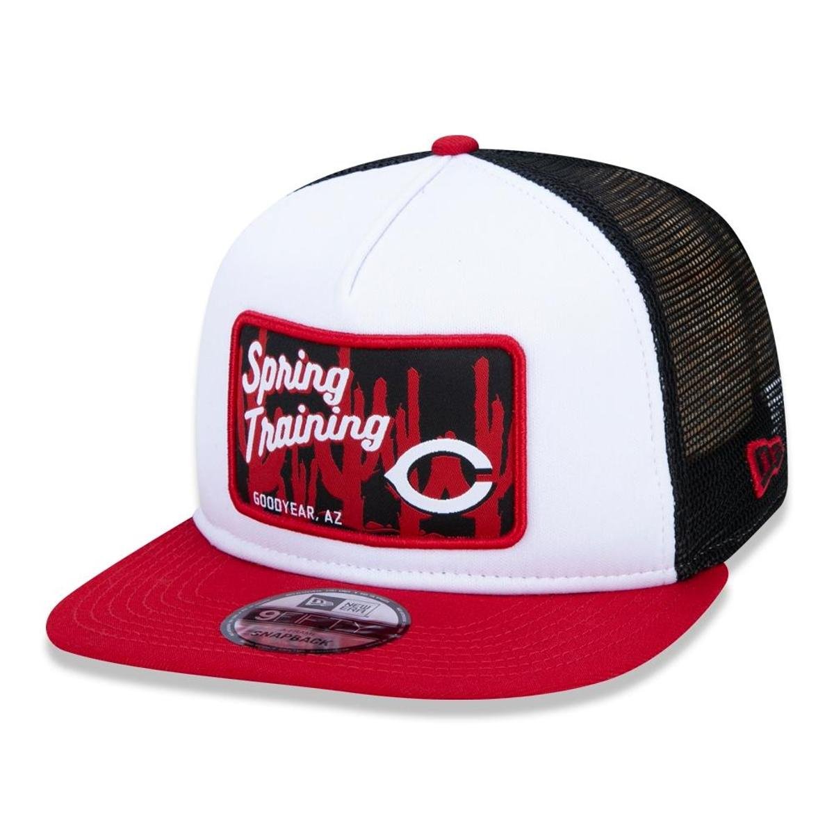 Bone New Era 9fifty Trucker Mlb Cincinnati Reds Spring Training Branco Preto Zattini