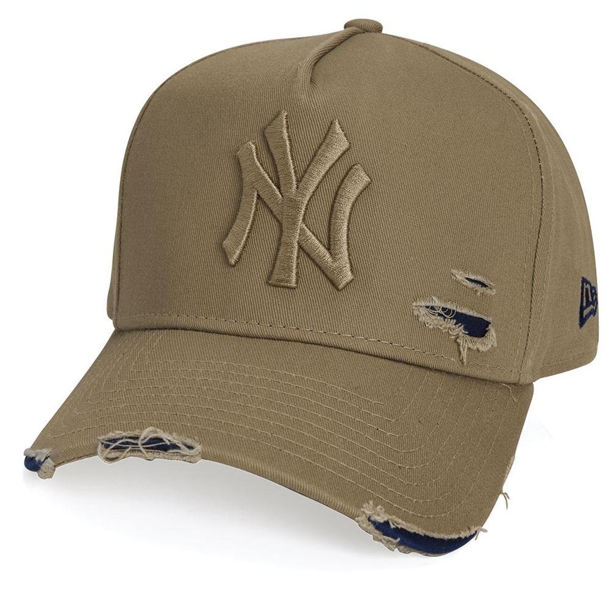 Boné New Era 9FORTY A-Frame Destroyed MLB New York Yankees - Marrom Claro Menor preço em Boné New Era 9FORTY A-Frame Destroyed MLB New York Yankees - Marrom Claro