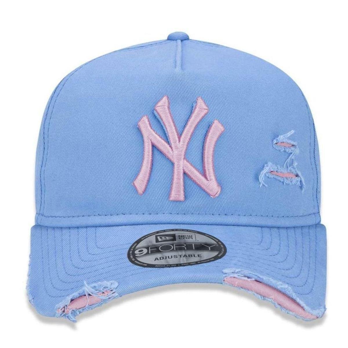 Boné New Era New York Yankees 940 A-Frame Damage Destroyed Aba Curva - Azul+Rosa  | Zattini