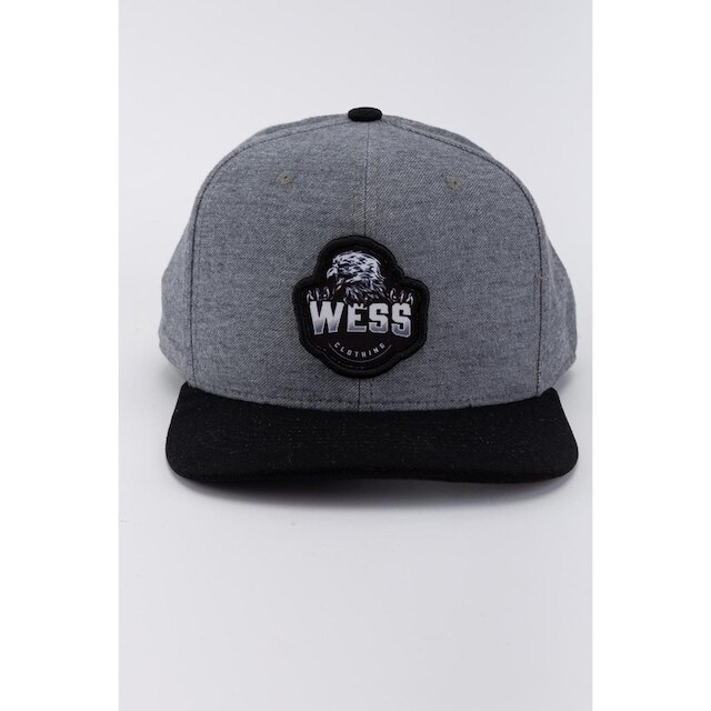 Bone Snap Back Cinza Mescla Com Aba Preta