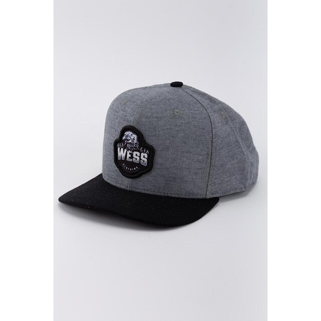 Bone Snap Back Cinza Mescla Com Aba Preta