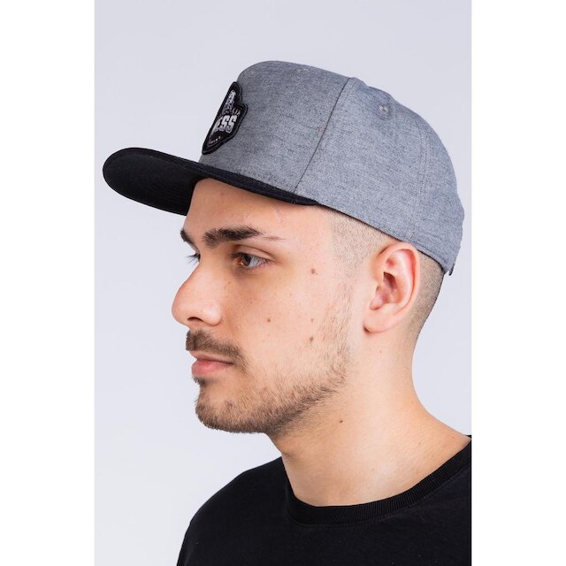 Bone Snap Back Cinza Mescla Com Aba Preta