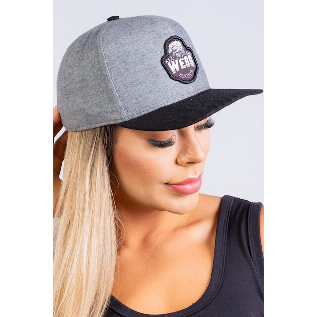 Bone Snap Back Cinza Mescla Com Aba Preta