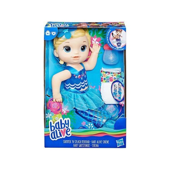 Boneca Baby Alive Linda Sereia Com Acessorios Azul Zattini