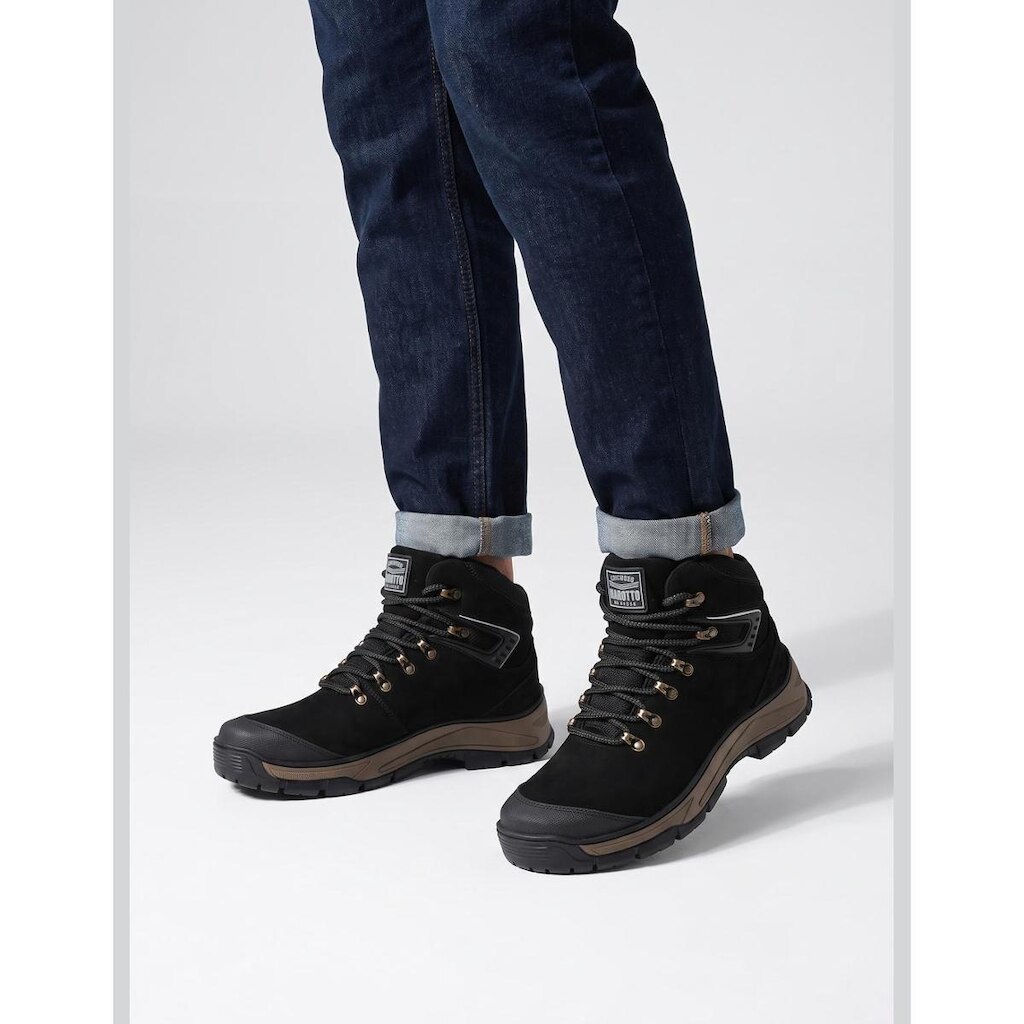 Bota adventure masculina couro legítimo trilha antiderrapante