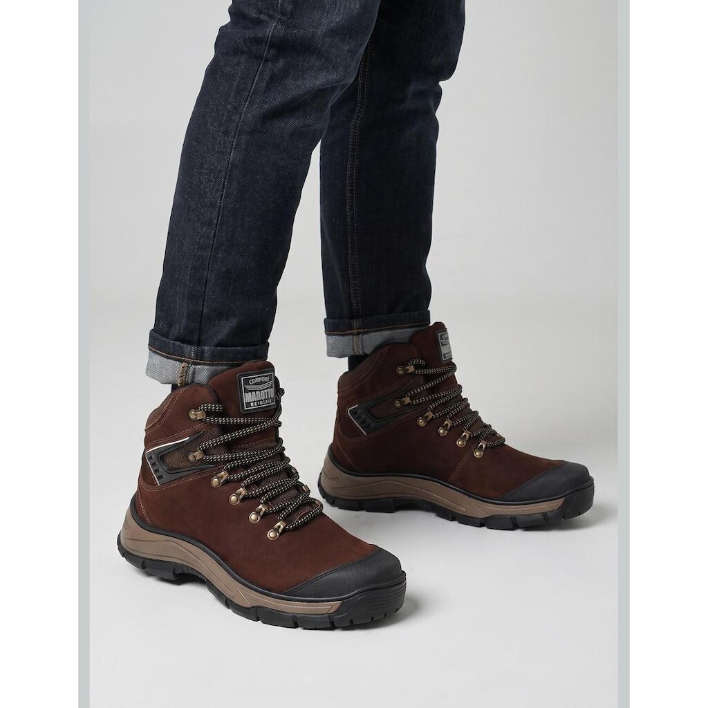 Bota adventure masculina couro legítimo trilha antiderrapante