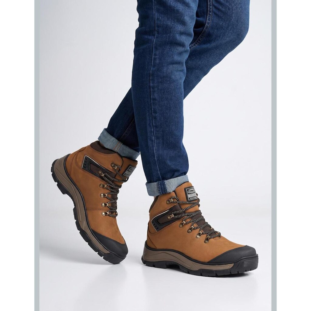 Bota adventure masculina couro legítimo trilha antiderrapante