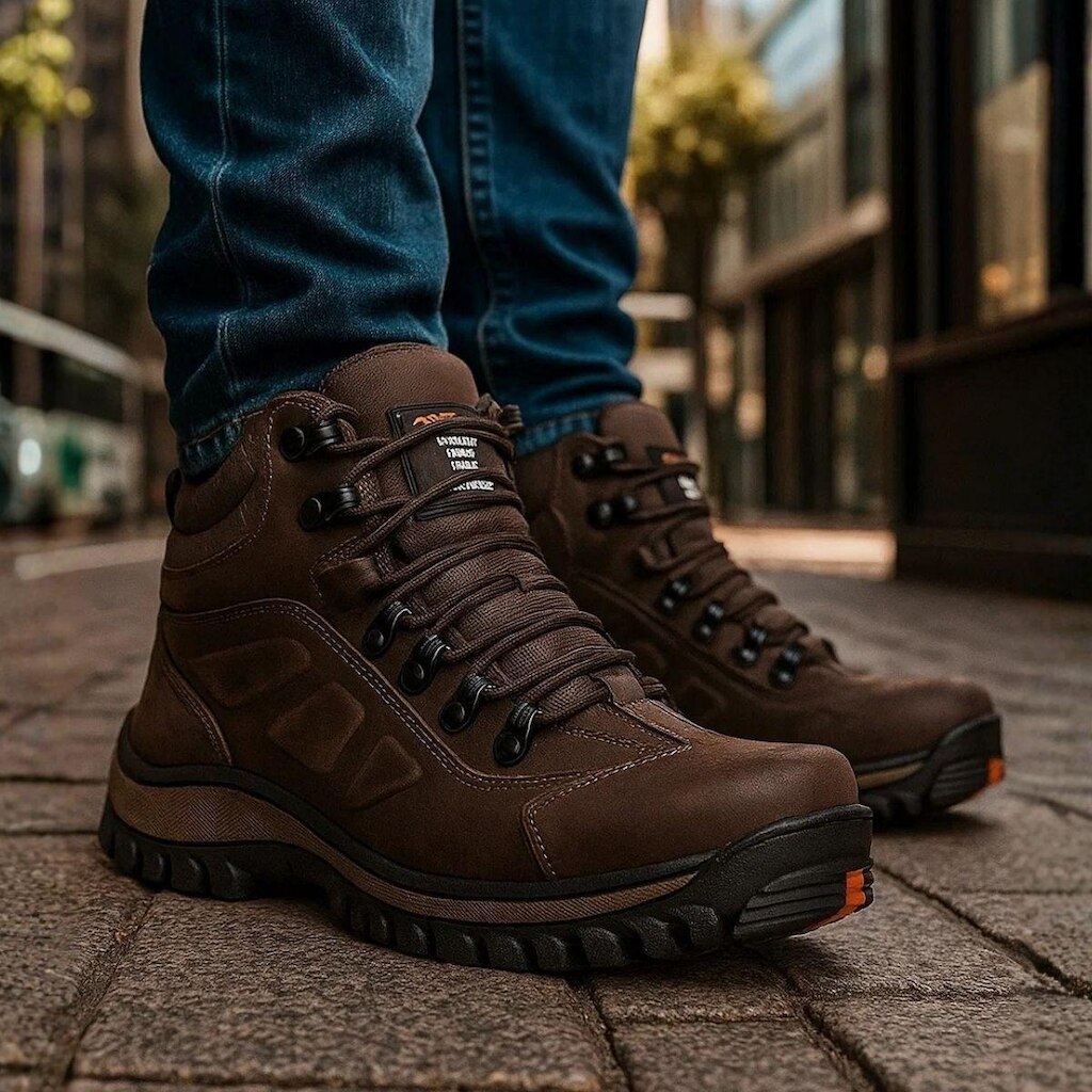 Bota Adventure Masculina Couro Qualidade Trabalho Durabilidade Cano Médio