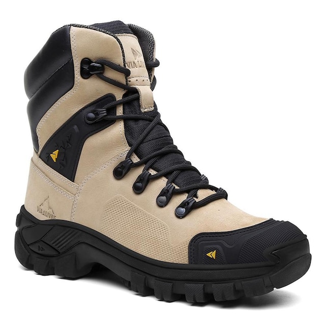 Bota Adventure Trilha Rapel Couro Legitimo Trabalho Cano Alto Botina Masculina Palmilha Gel Confort