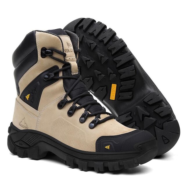 Bota Adventure Trilha Rapel Couro Legitimo Trabalho Cano Alto Botina Masculina Palmilha Gel Confort