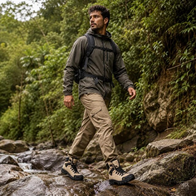 Bota Adventure Trilha Rapel Couro Legitimo Trabalho Cano Alto Botina Masculina Palmilha Gel Confort