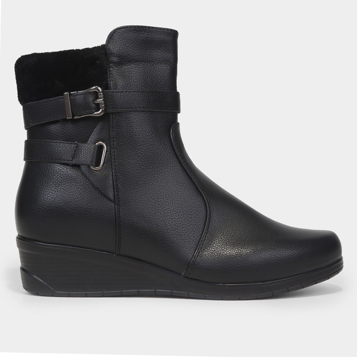 Bota Anabela Cano Curto Mooncity Pelo Feminina Menor preço em Bota Anabela Cano Curto Mooncity Pelo Feminina