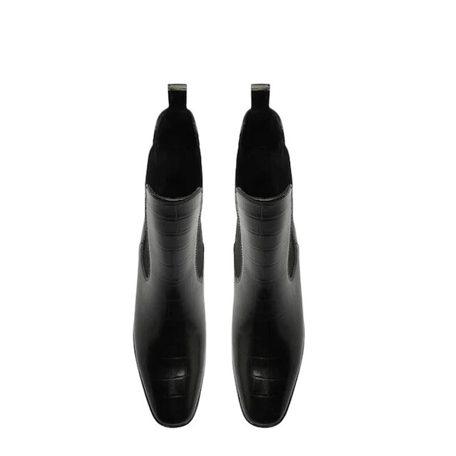 Bota Anacapri Chelsea com Salto Bloco Preto Croco