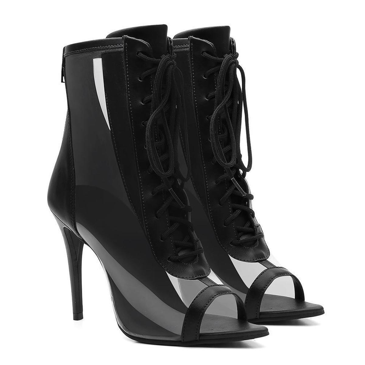 Sandália Bota Feminina Transparente Bota Ankle Boot Vicerinne