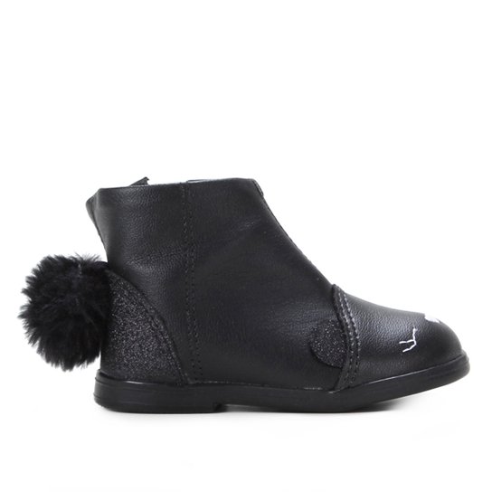 Bota Bebê Molekinha Feminina - Preto