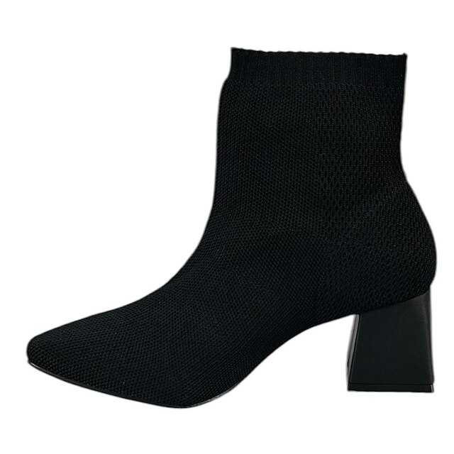 Bota Bebecê Knit Block Cano Curto T4414-262 Preto
