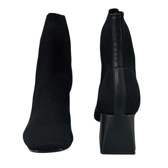 Bota Bebecê Knit Block Cano Curto T4414-262 Preto