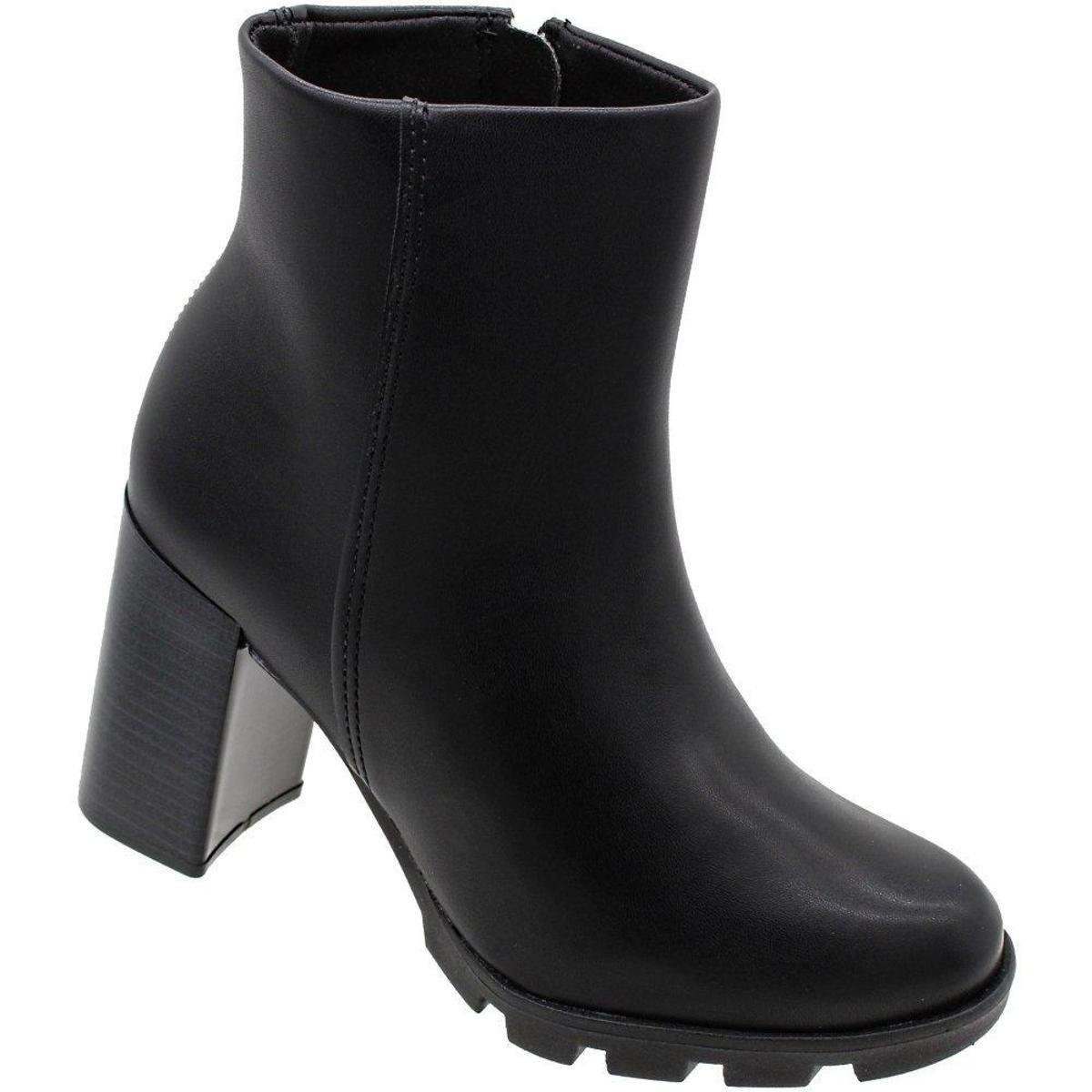 Bota Beira Rio Salto Grosso Tratorada Feminina - Preto Menor preço em Bota Beira Rio Salto Grosso Tratorada Feminina - Preto