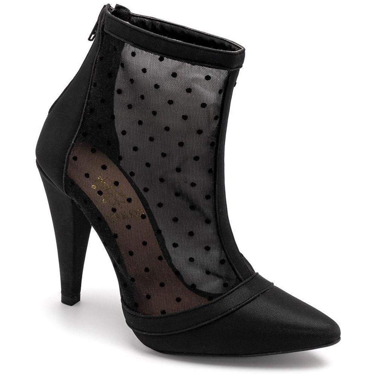 Bota Bico Fino Cano Curto Salto Alto Gisela Costa Feminina - Preto Menor preço em Bota Bico Fino Cano Curto Salto Alto Gisela Costa Feminina - Preto