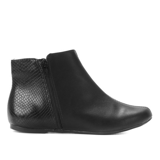 Bota Biker Via Uno Snake Feminina - Preto
