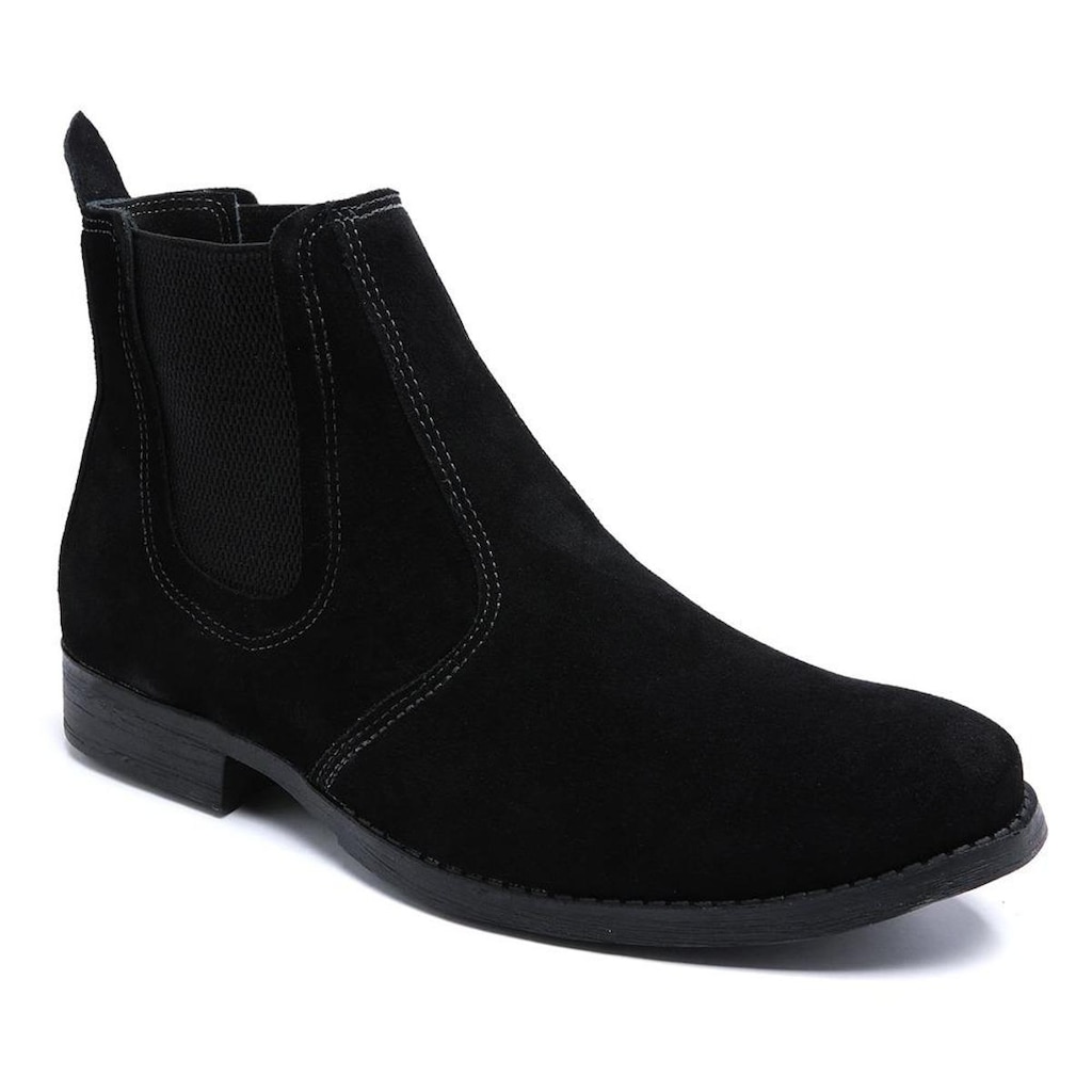 Bota Botina Casual em Couro Masculino Elástico Calce Fácil Elegante Confortável