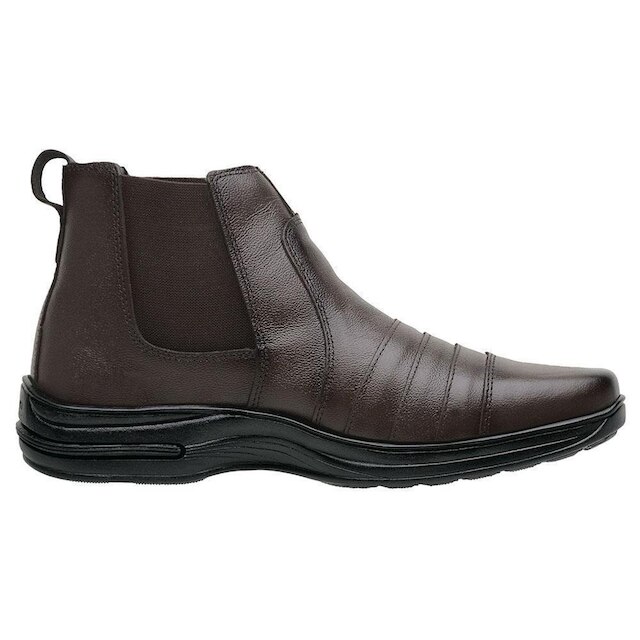 Bota Botina Chelsea Couro Masculina Conforto Casual