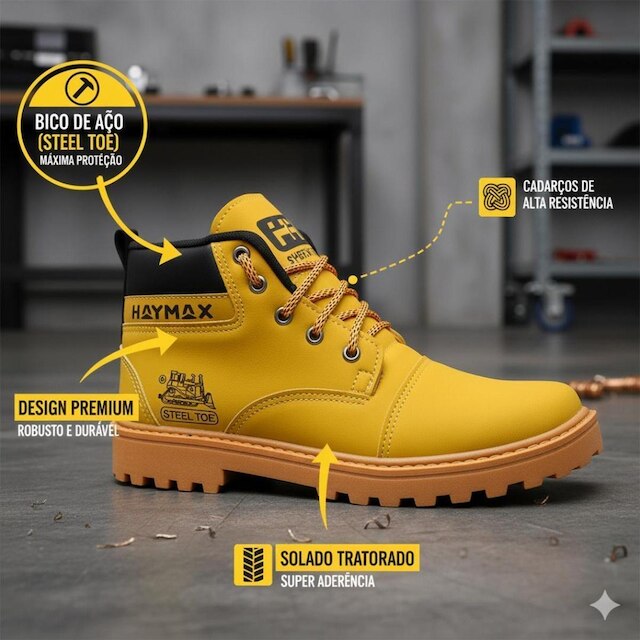 Bota Botina Coturno Casual e Adventure Haymax - Reforçada e Sola Tratorada para Trilha e Trabalho
