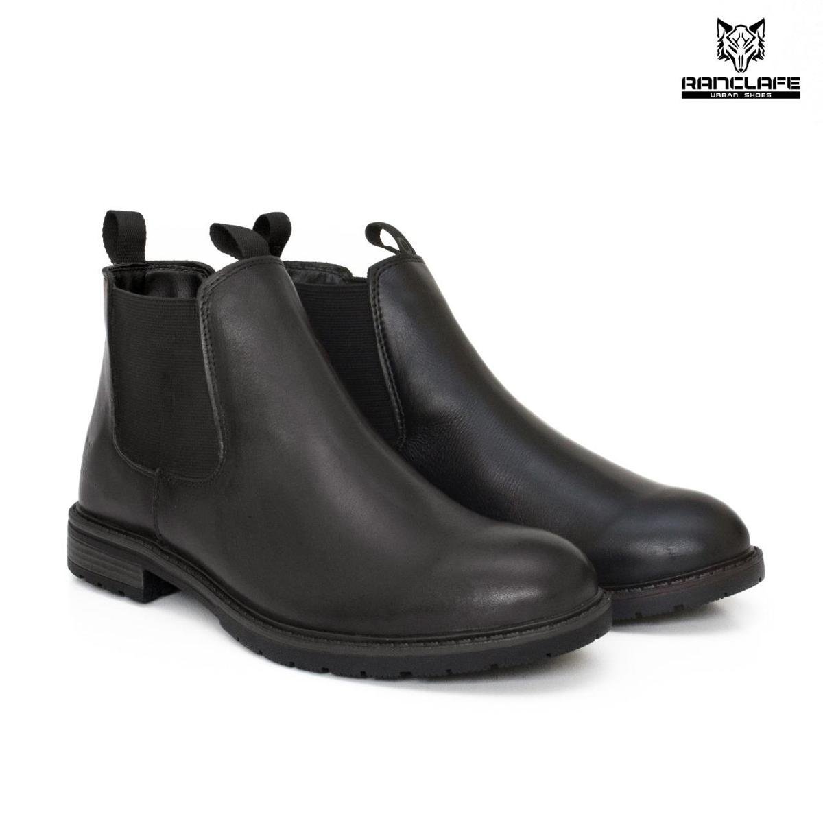Bota Botina Coturno Masculino Couro Lisa - Preto Menor preço em Bota Botina Coturno Masculino Couro Lisa - Preto
