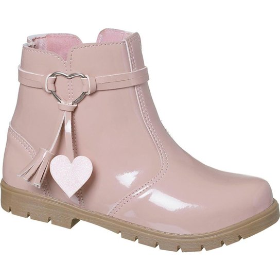 Bota Botina Infantil Coturno Love Menina Feminina Cano Curto Tamanho:27;Cor: