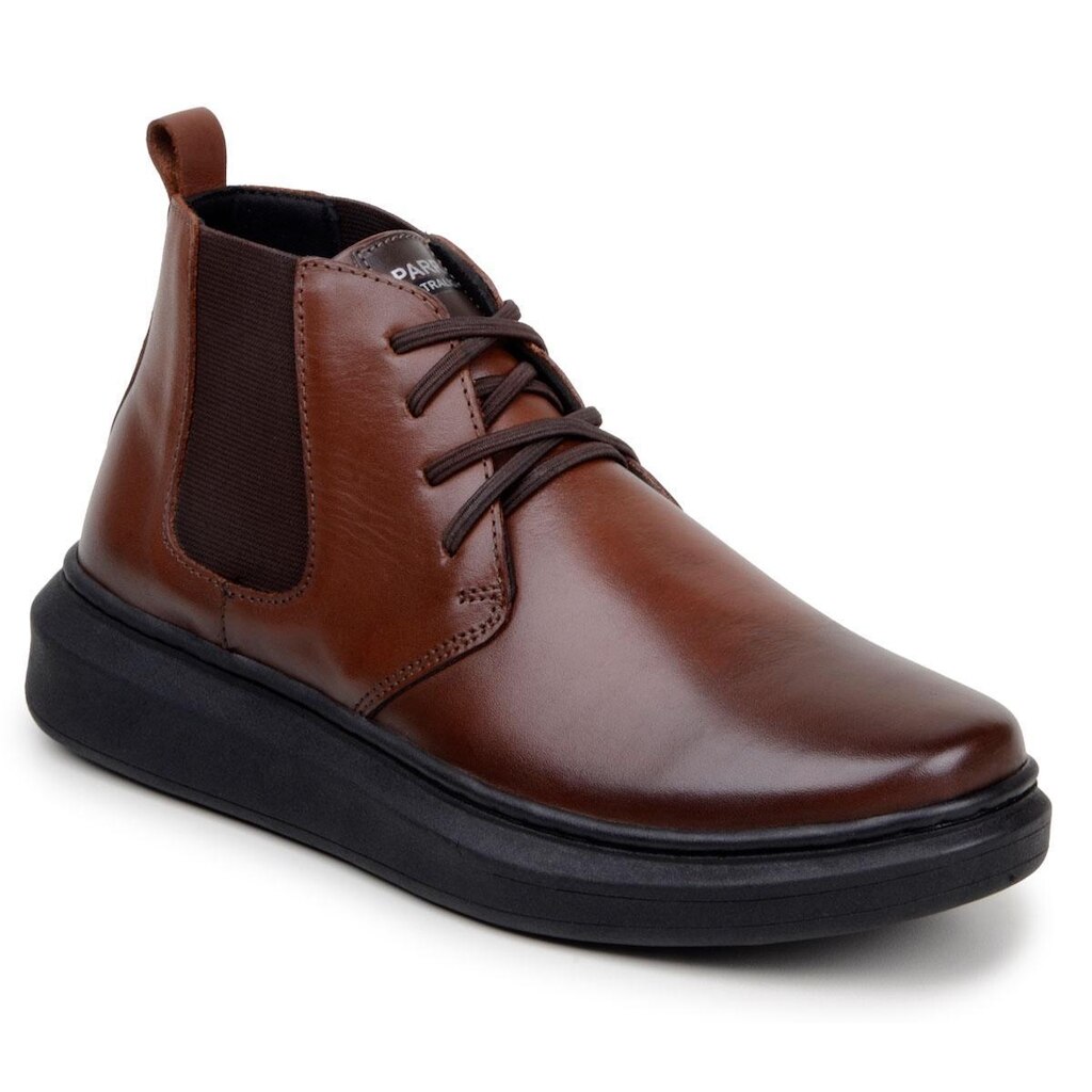 Bota Botina Masculina Em Couro Legítimo Com Elástico Casual 100% Couro Legítimo Parra Boots