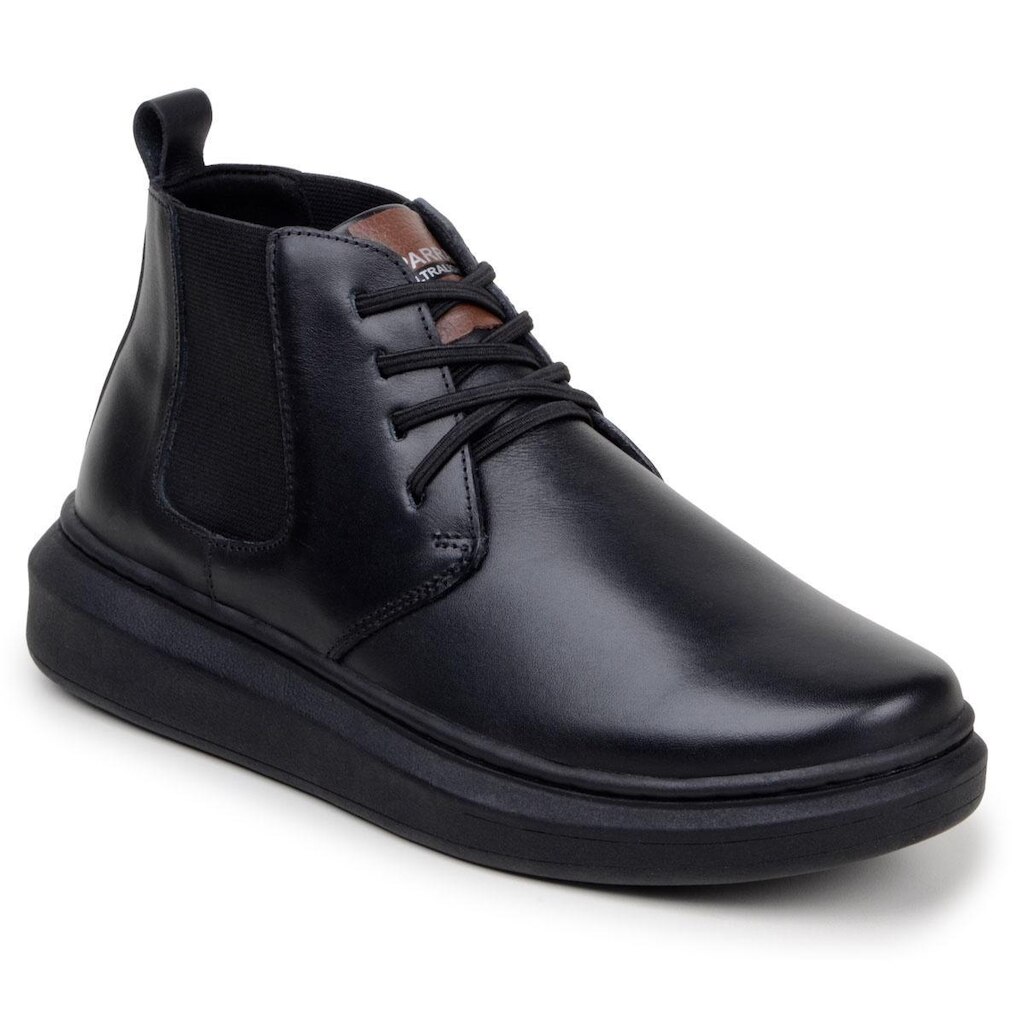 Bota Botina Masculina Em Couro Legítimo Com Elástico Casual 100% Couro Legítimo Parra Boots