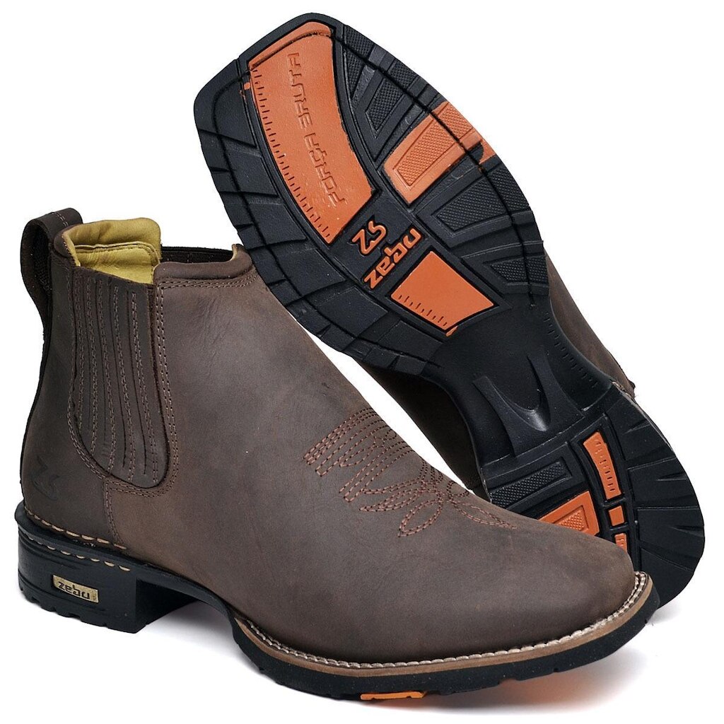 Bota Botina Masculina em Couro Zebu Casual Confortável Original para Dia a Dia e Trabalho