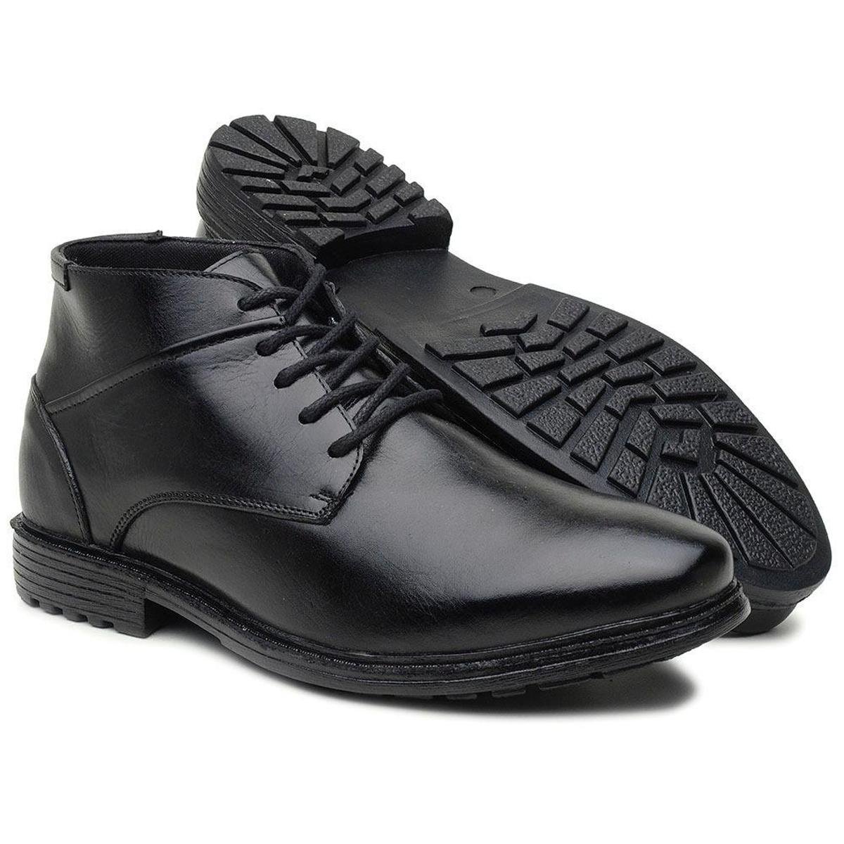 Bota Botina Masculina Social Couro Solado Borracha Casual - Preto é boa?
