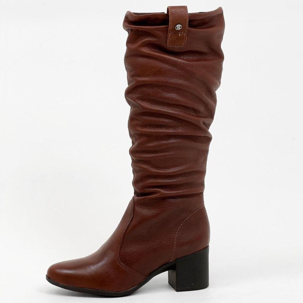 Bota Bottero Cano Alto Salto Bloco Médio Feminina