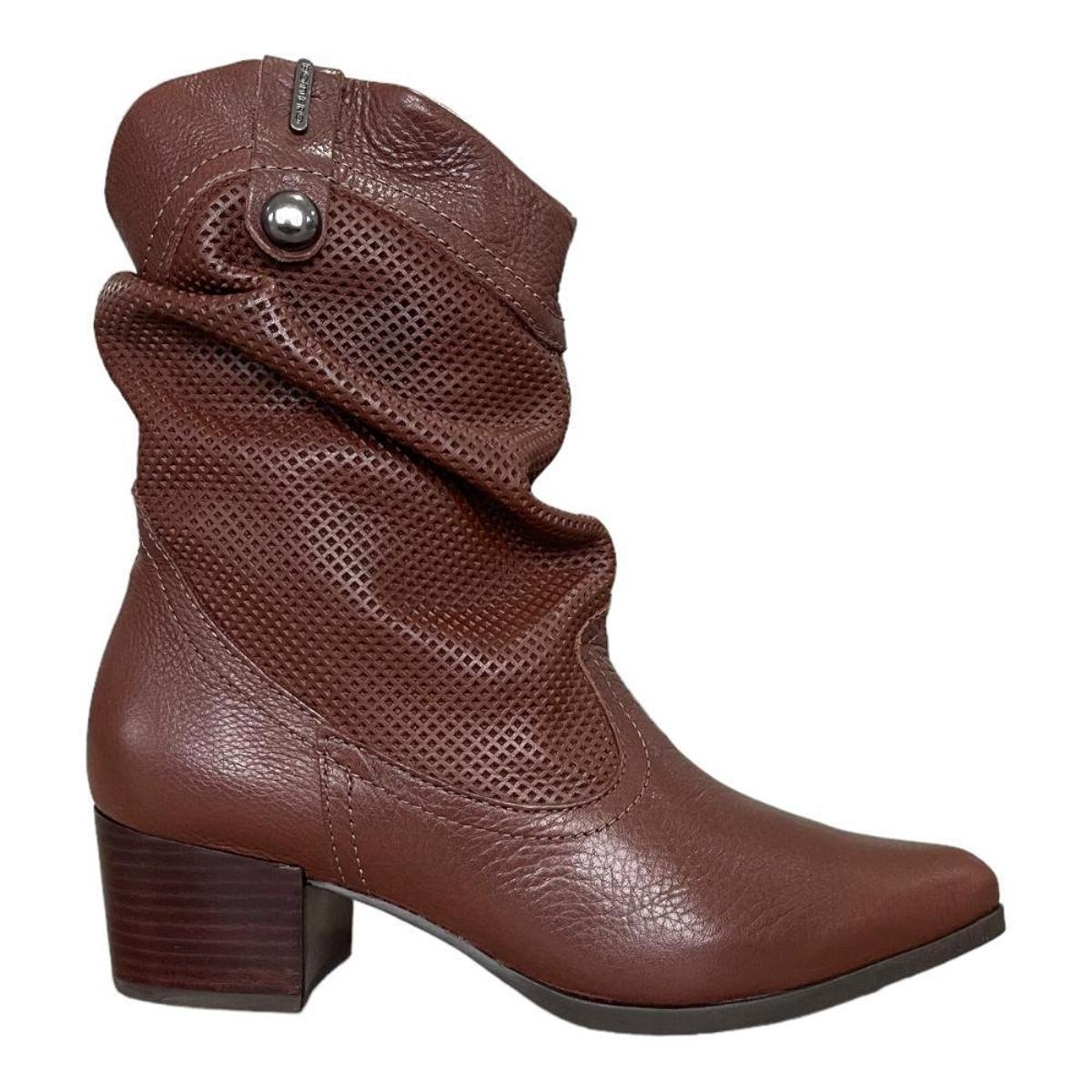 Bota Bottero Feminina Couro Cano Médio Burnish 349302 Zattini