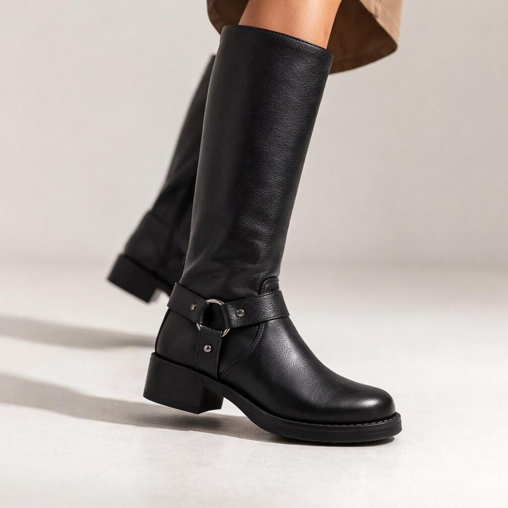 Bota Bottero Montaria Cano Longo Couro Preto