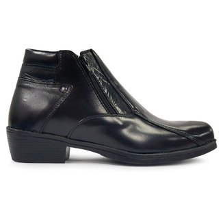 Bota Br2 Cano Baixo Com Zíper Masculina Em Couro Legítimo