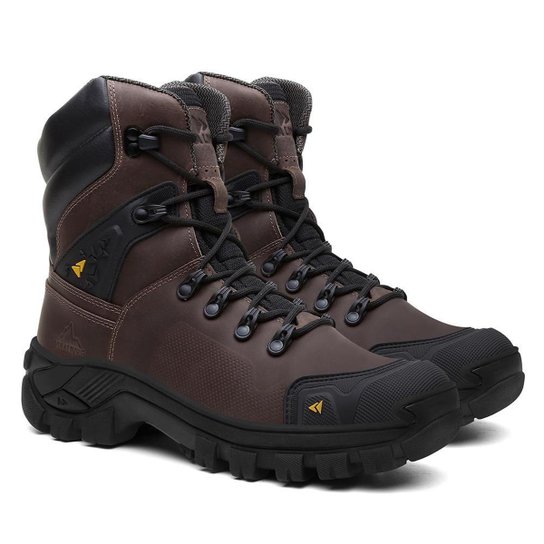 Bota Cano Alto Adventure Masculina Coturno Couro Premium Resistente Confortável