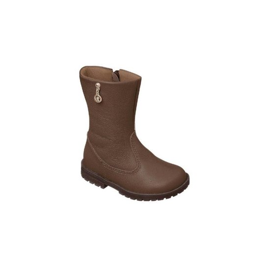 Bota Cano Alto Infantil Feminina Ortopé Baby Boot Couro Preta