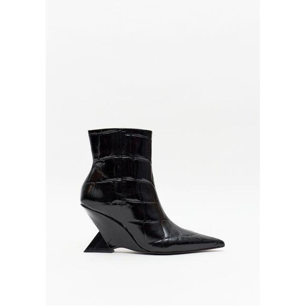 Bota Cano Baixo Couro Croco