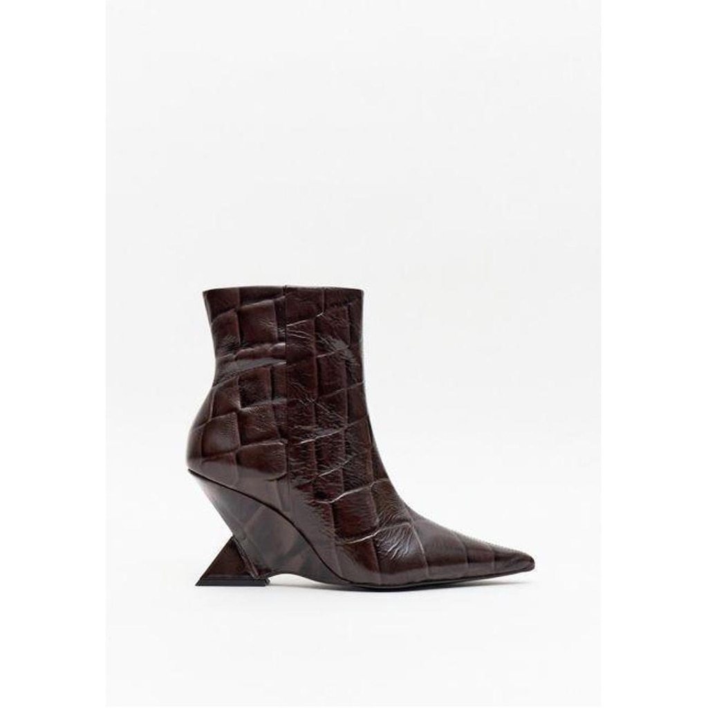 Bota Cano Baixo Couro Croco