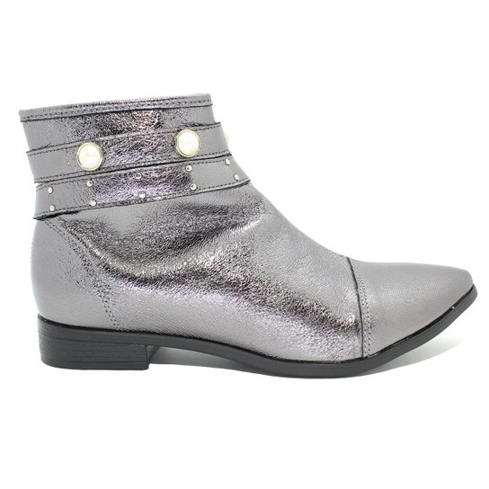 Bota Cano Baixo Sua Cia Fivela Feminino - Prata