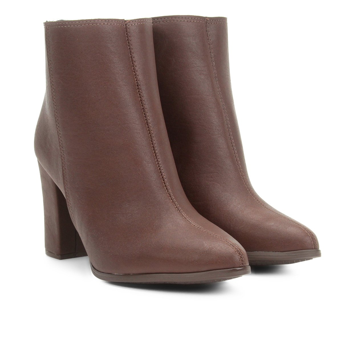 Bota Cano Curto Beira Rio Salto Grosso Bico Fino Feminina - Café Menor preço em Bota Cano Curto Beira Rio Salto Grosso Bico Fino Feminina - Café