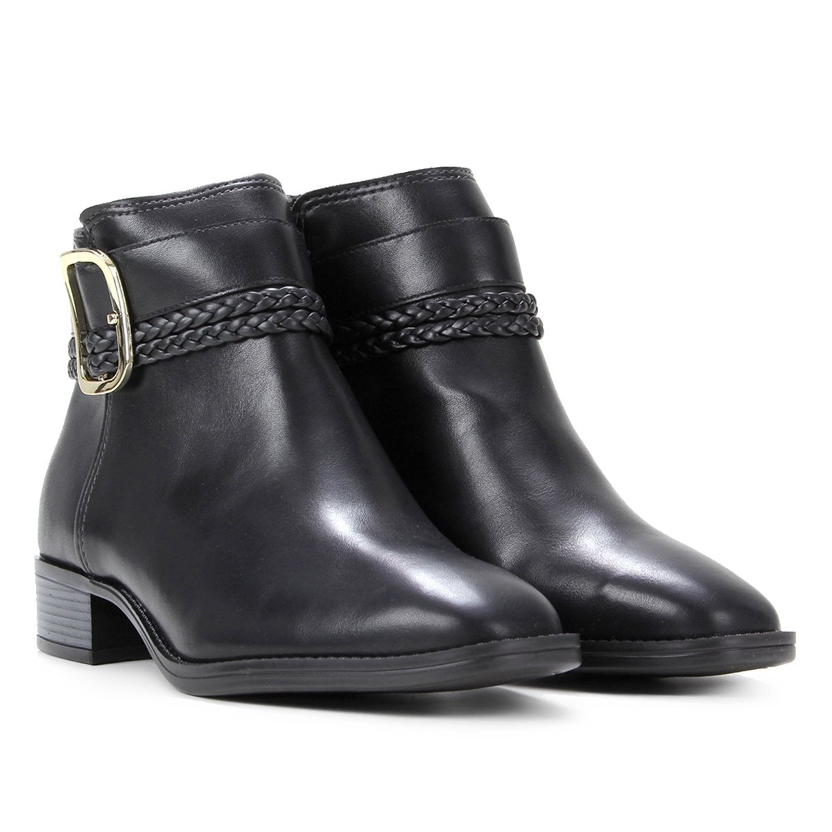 Bota Cano Curto Beira Rio Tressê Fivela Feminina - Preto Menor preço em Bota Cano Curto Beira Rio Tressê Fivela Feminina - Preto