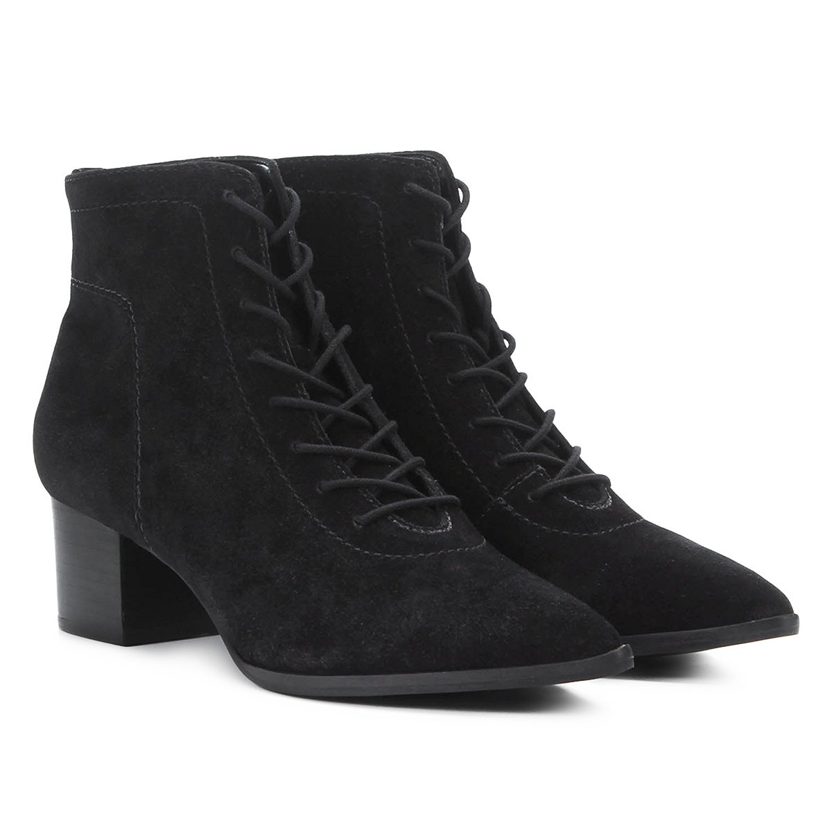Bota Cano Curto Couro Jorge Bischoff Bico Fino Detalhe Cadarço Feminino - Preto é ruim? Bota Cano Curto Couro Jorge Bischoff Bico Fino Detalhe Cadarço Feminino - Preto é boa?