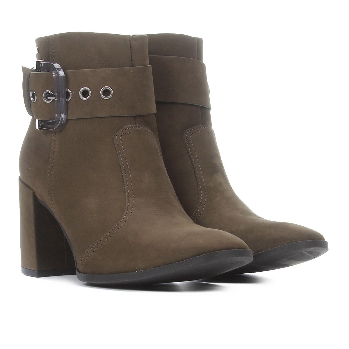 Bota Cano Curto Dakota Bico Quadrado Fivela Feminina - Verde Militar Menor preço em Bota Cano Curto Dakota Bico Quadrado Fivela Feminina - Verde Militar