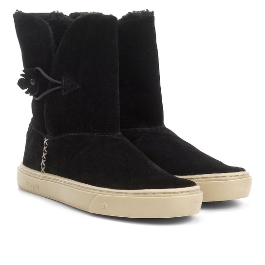 Bota Cano Curto Farm Xodó Galocha Feminina - Preto+Branco